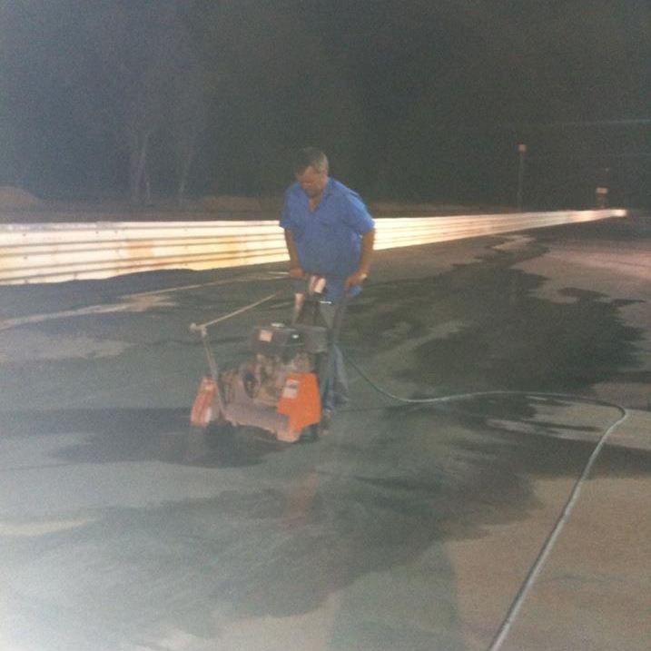 Track Coordinator, Sam Moore cutting up the concrete. Track Coordinator, Sam Moore cutting up the concrete.