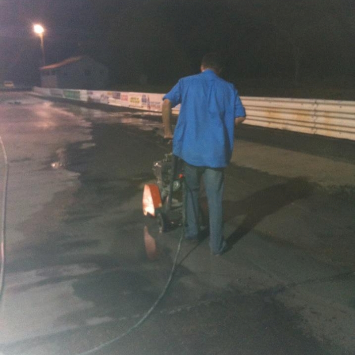 Track Coordinator, Sam Moore cutting up the concrete. Track Coordinator, Sam Moore cutting up the concrete.