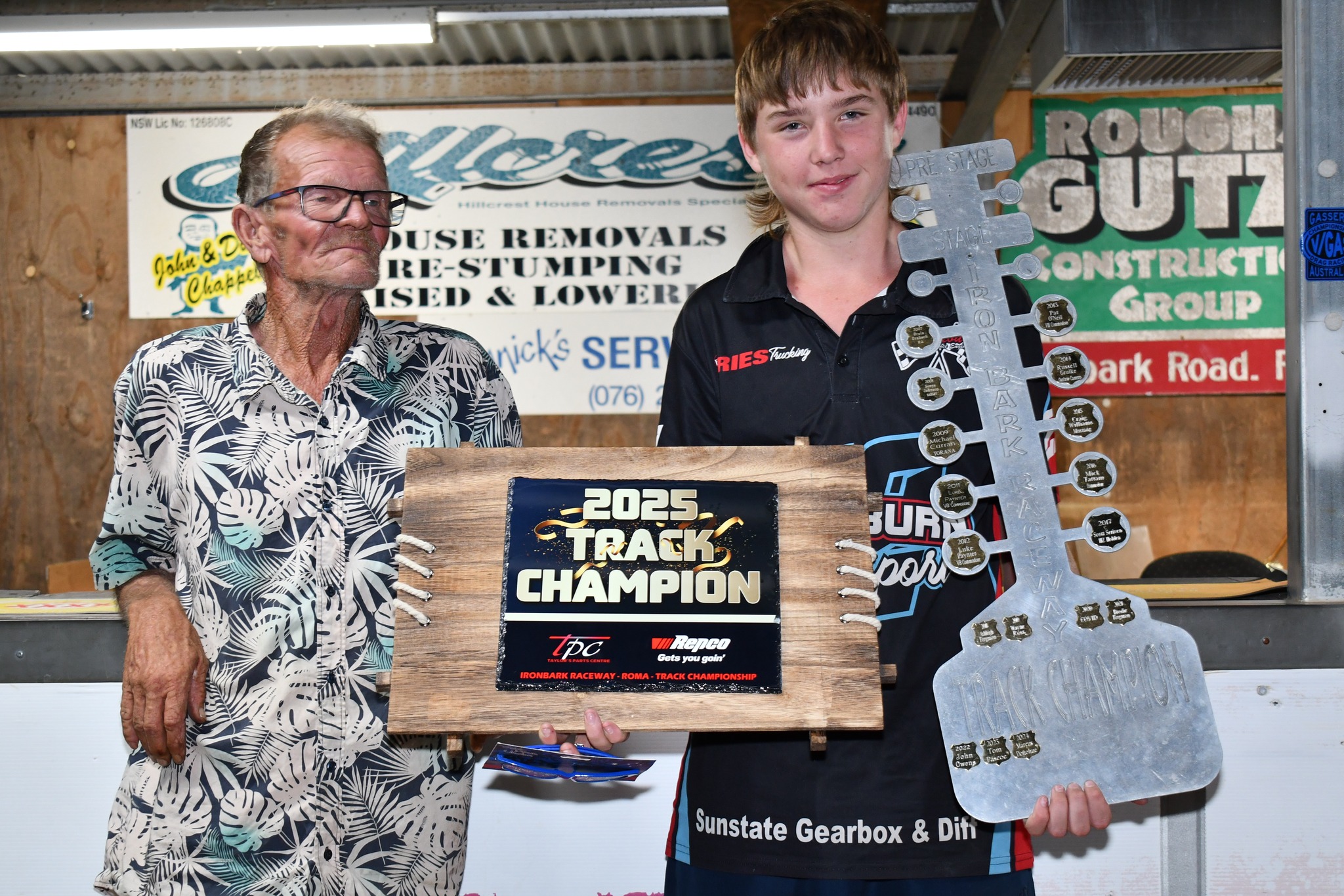 President Dave Sommerfield with Rhys Mason, the Track Champion for 2025 President Dave Sommerfield with Rhys Mason, the Track Champion for 2025