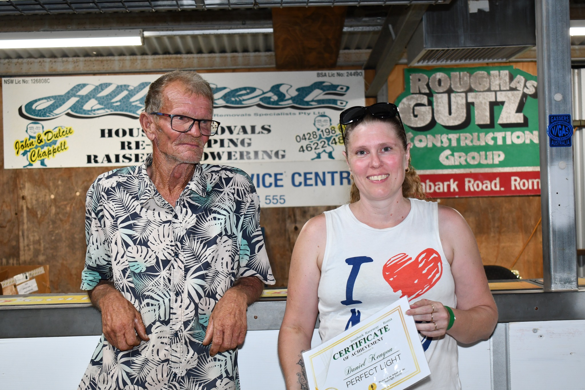 President Dave Sommerfield with Lauren Kenyon collecting Daniel Kenyon's Perfect Light Trophy President Dave Sommerfield with Lauren Kenyon collecting Daniel Kenyon's Perfect Light Trophy