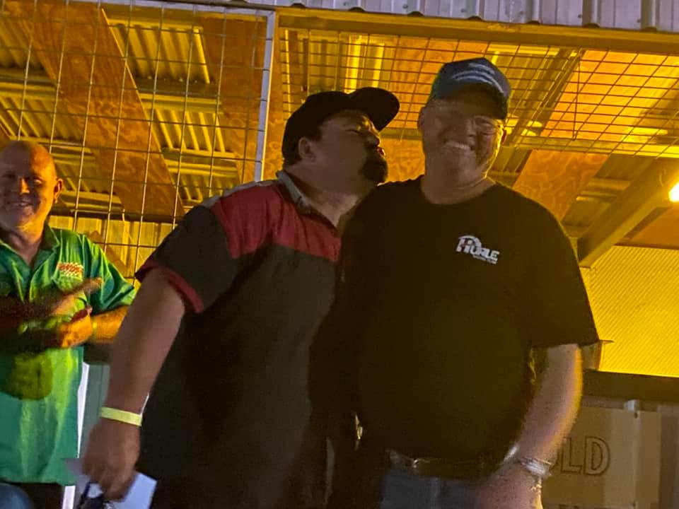 Cheeky Luke Paynter from Charleville wanted a kiss from Dennis Hurle for winning Street Cheeky Luke Paynter from Charleville wanted a kiss from Dennis Hurle for winning Street