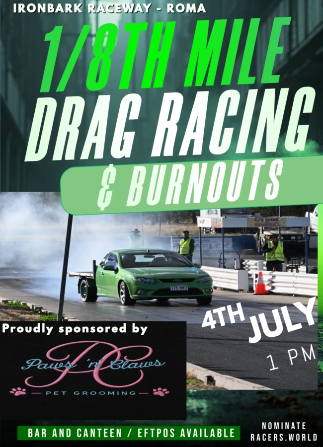 Ironbark Raceway events poster. Taylor's Parts Ironbark Raceway Track Championship meeting poster